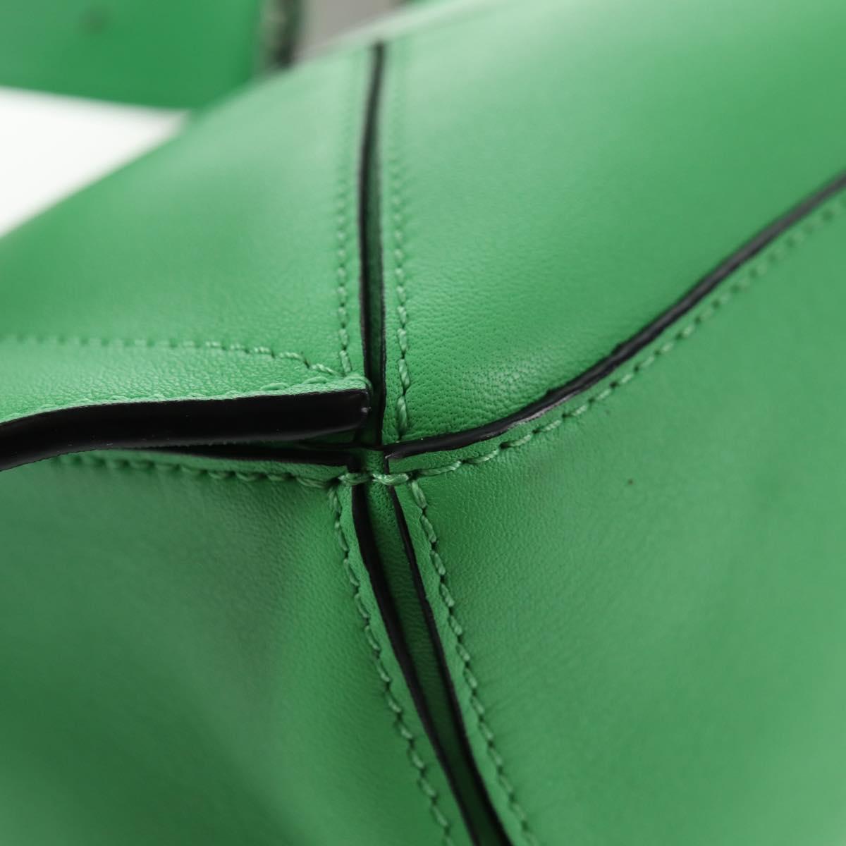 LOEWE Puzzle bag Anagram Waist bag Leather Green Silver Auth 128181M