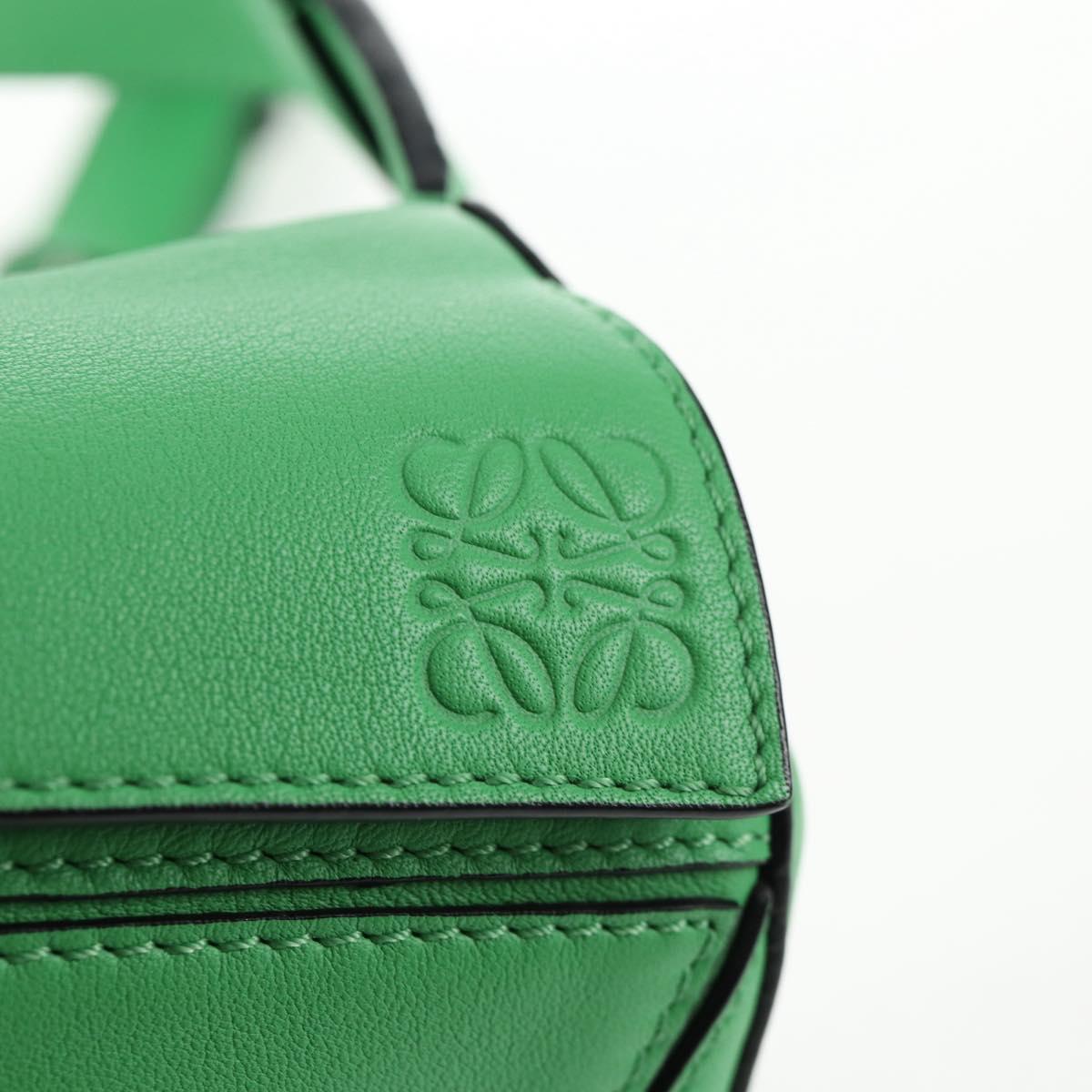 LOEWE Puzzle bag Anagram Waist bag Leather Green Silver Auth 128181M