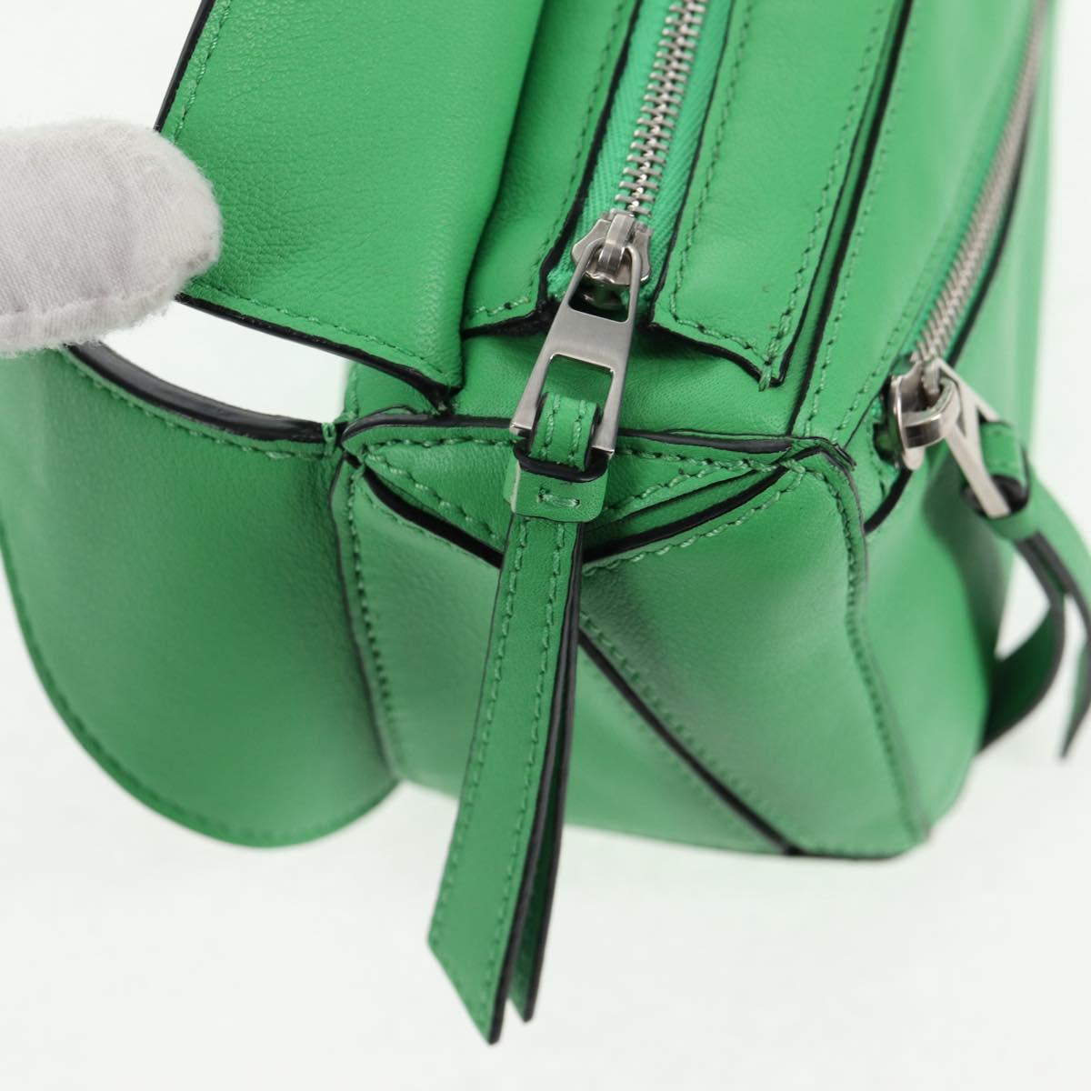 LOEWE Puzzle bag Anagram Waist bag Leather Green Silver Auth 128181M