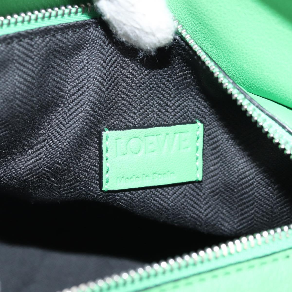 LOEWE Puzzle bag Anagram Waist bag Leather Green Silver Auth 128181M