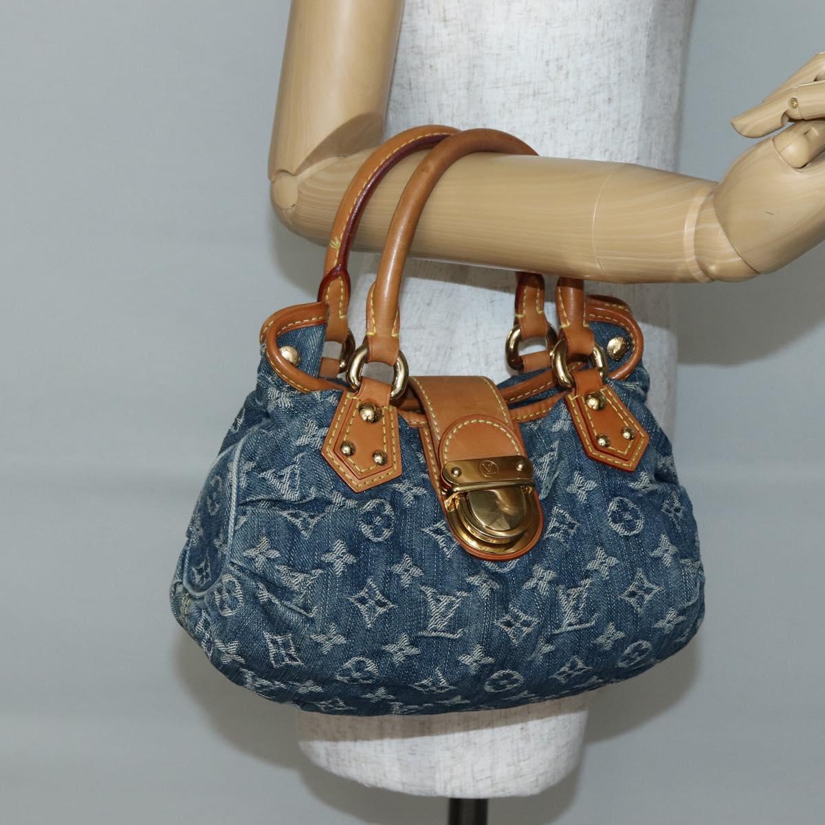 LOUIS VUITTON Monogram denim Preity Hand Bag Blue M95020 LV Auth 128188V