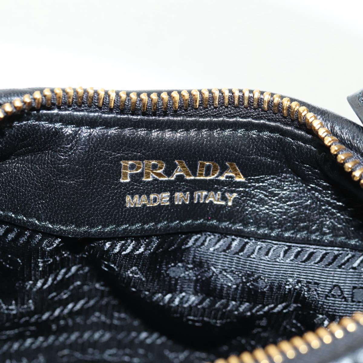 PRADA Hand Bag Leather 2way Black Gold Auth 128189SAM