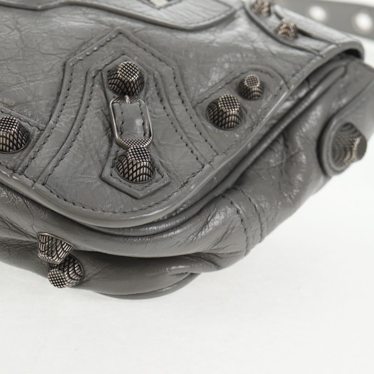 BALENCIAGA Flap Bag XS Shoulder Bag Leather 2way Gray Silver 719082 Auth 128190M