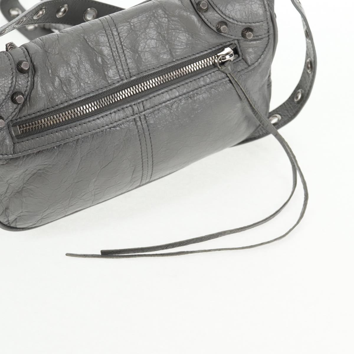 BALENCIAGA Flap Bag XS Shoulder Bag Leather 2way Gray Silver 719082 Auth 128190M