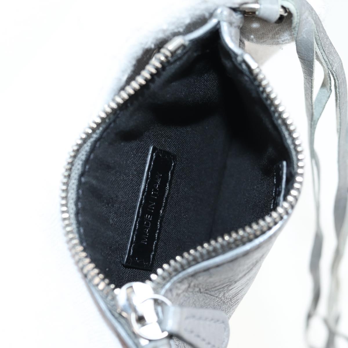 BALENCIAGA Flap Bag XS Shoulder Bag Leather 2way Gray Silver 719082 Auth 128190M