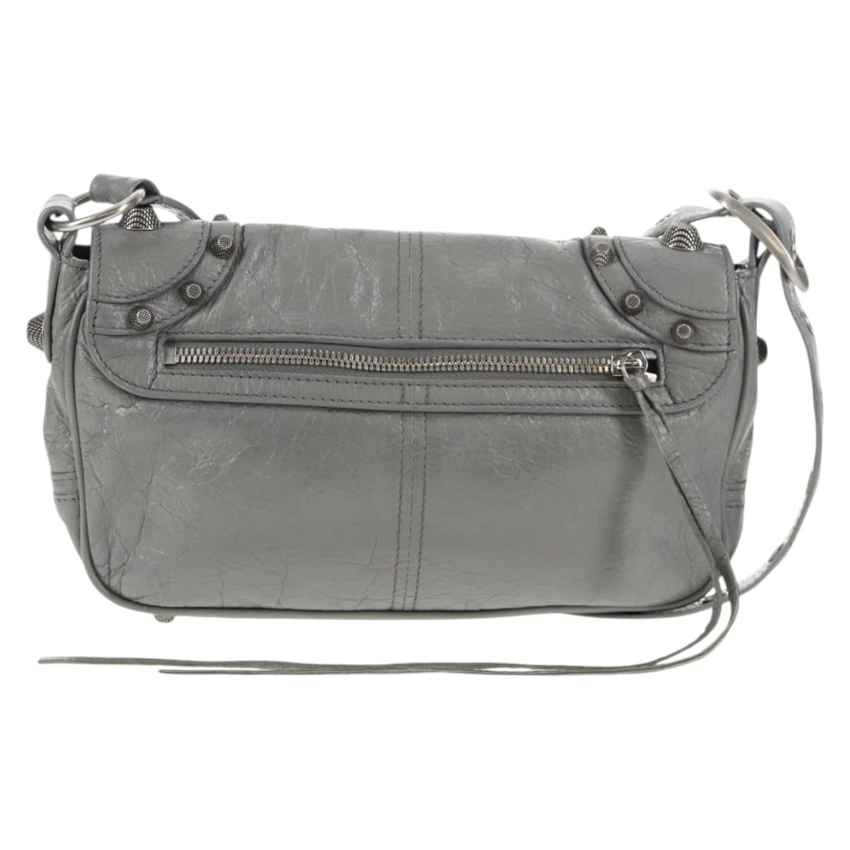 BALENCIAGA Flap Bag XS Shoulder Bag Leather 2way Gray Silver 719082 Auth 128190M