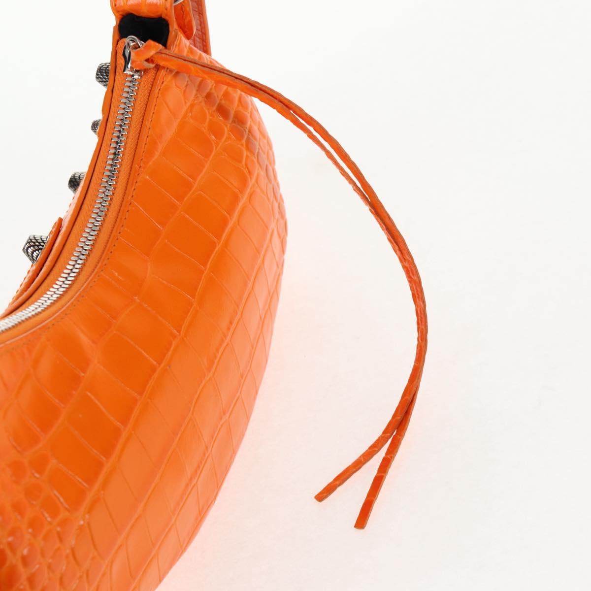 BALENCIAGA Le Cagoule XS Shoulder Bag Leather Orange Silver 671309 Auth 128191M