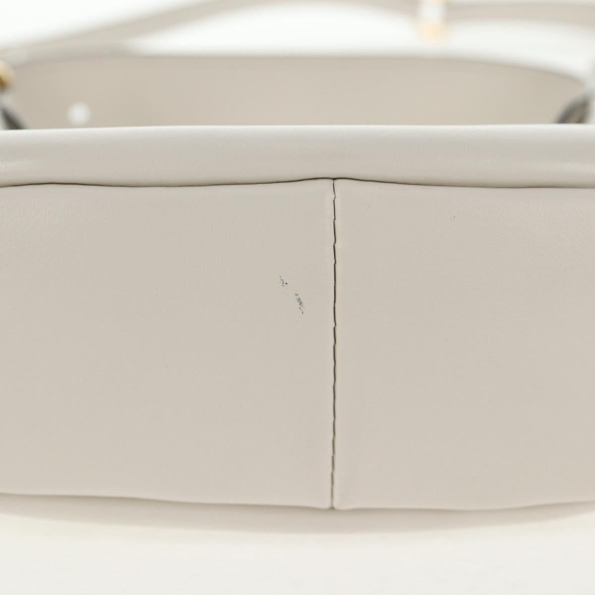 Miu Miu Hand Bag Leather 2way White Gold Auth 128194M