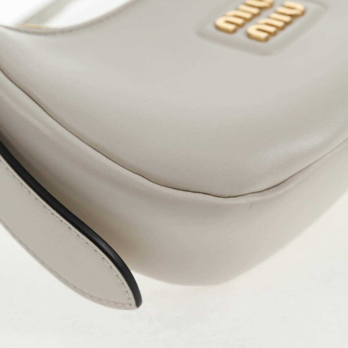 Miu Miu Hand Bag Leather 2way White Gold Auth 128194M