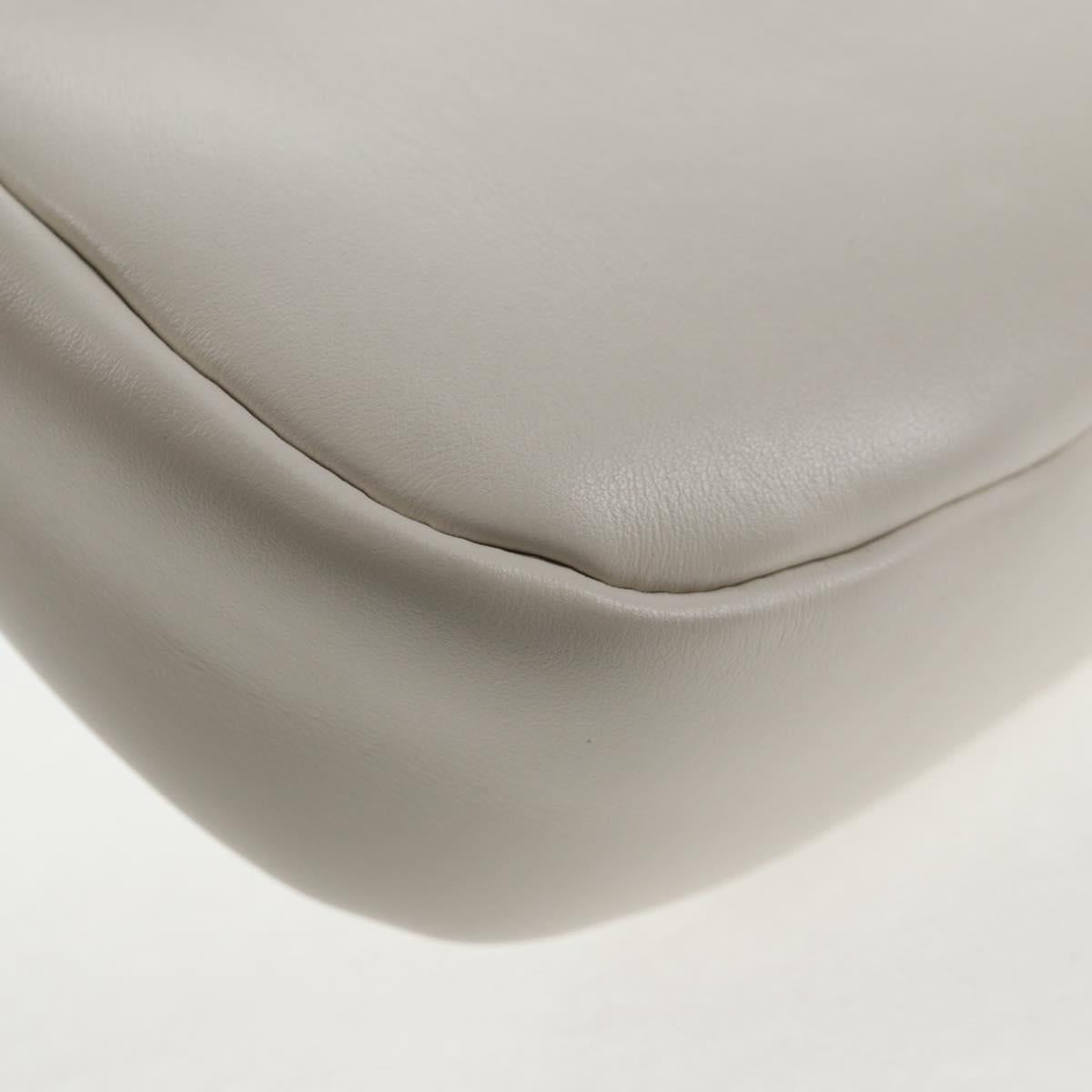 Miu Miu Hand Bag Leather 2way White Gold Auth 128194M