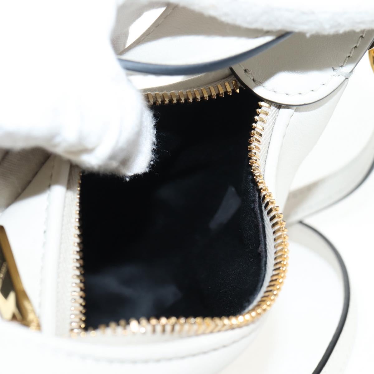 Miu Miu Hand Bag Leather 2way White Gold Auth 128194M