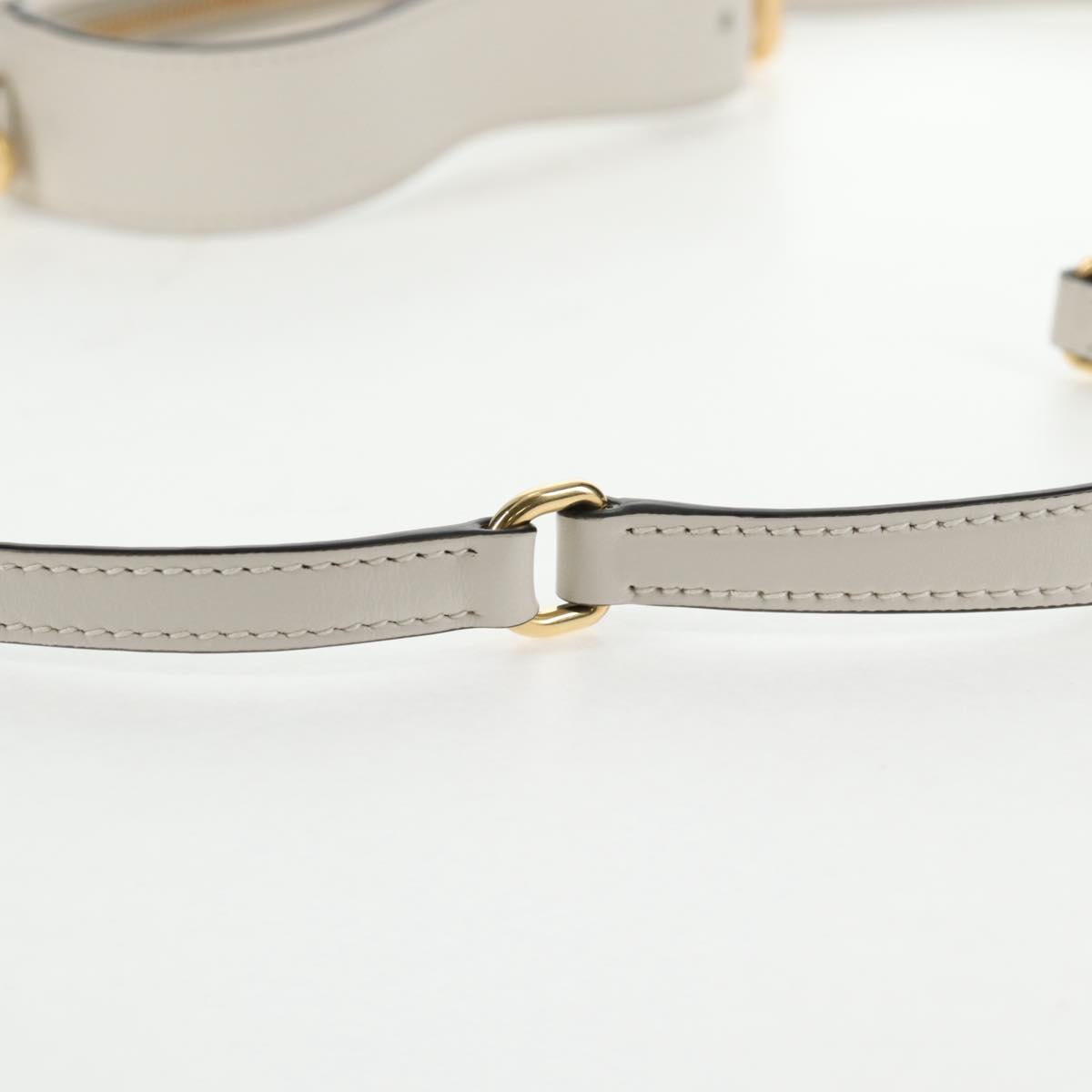 Miu Miu Hand Bag Leather 2way White Gold Auth 128194M