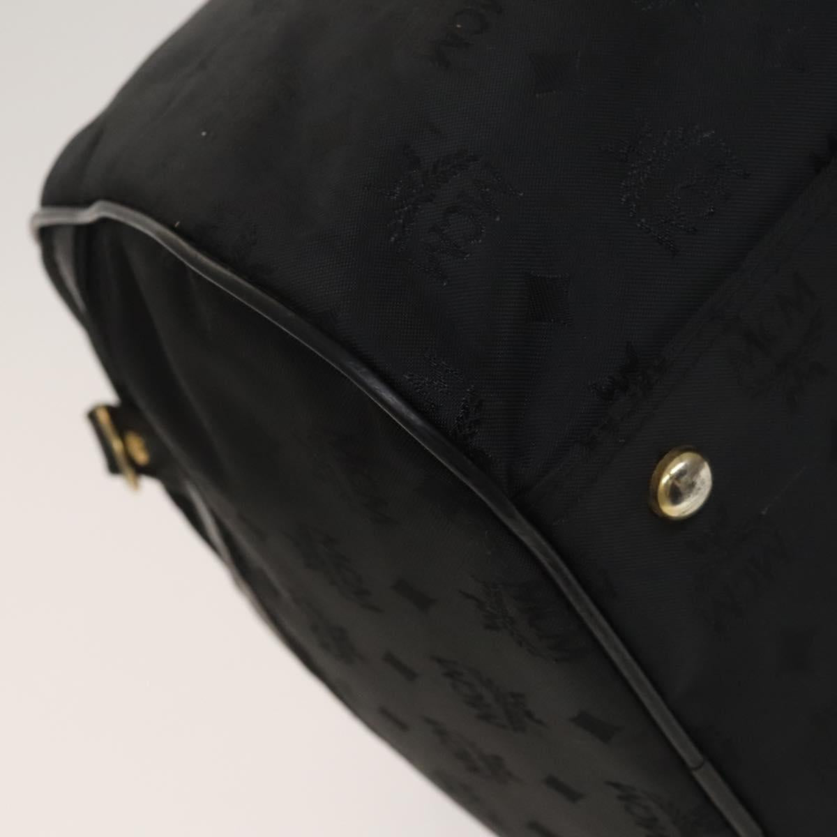 MCM Vicetos Logogram Shoulder Bag Nylon 2way Black Gold Auth 128228