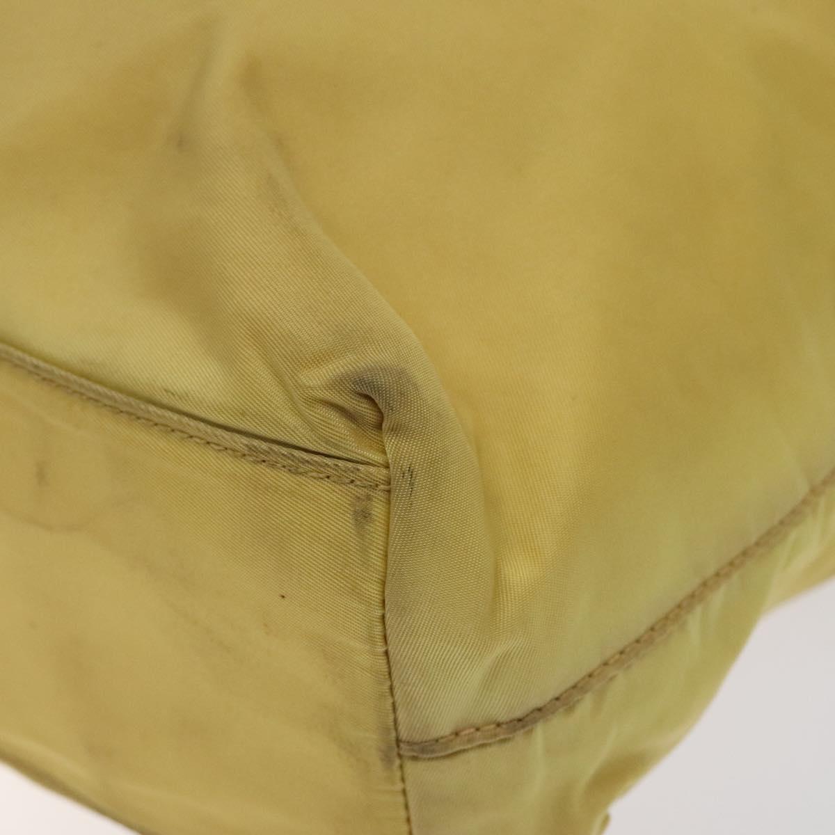 PRADA Hand Bag Nylon Yellow Silver Auth 128229