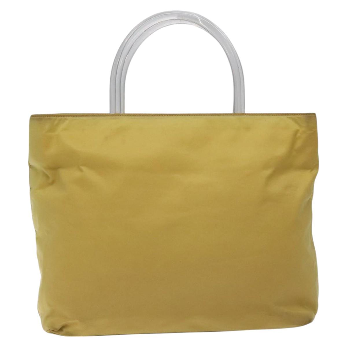 PRADA Hand Bag Nylon Yellow Silver Auth 128229