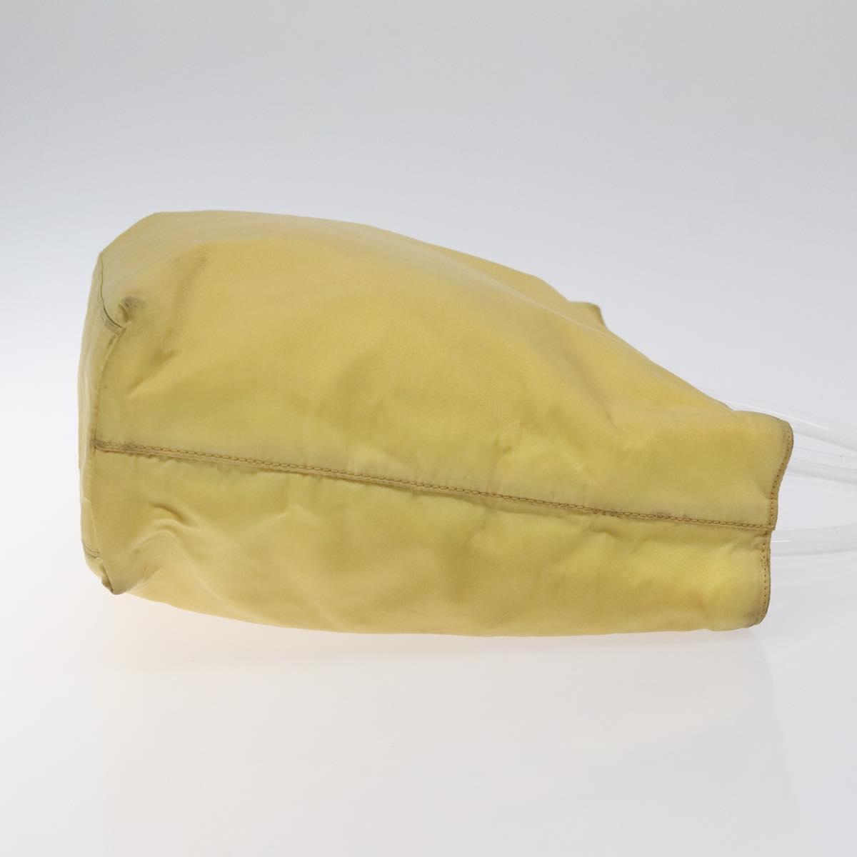 PRADA Hand Bag Nylon Yellow Silver Auth 128229