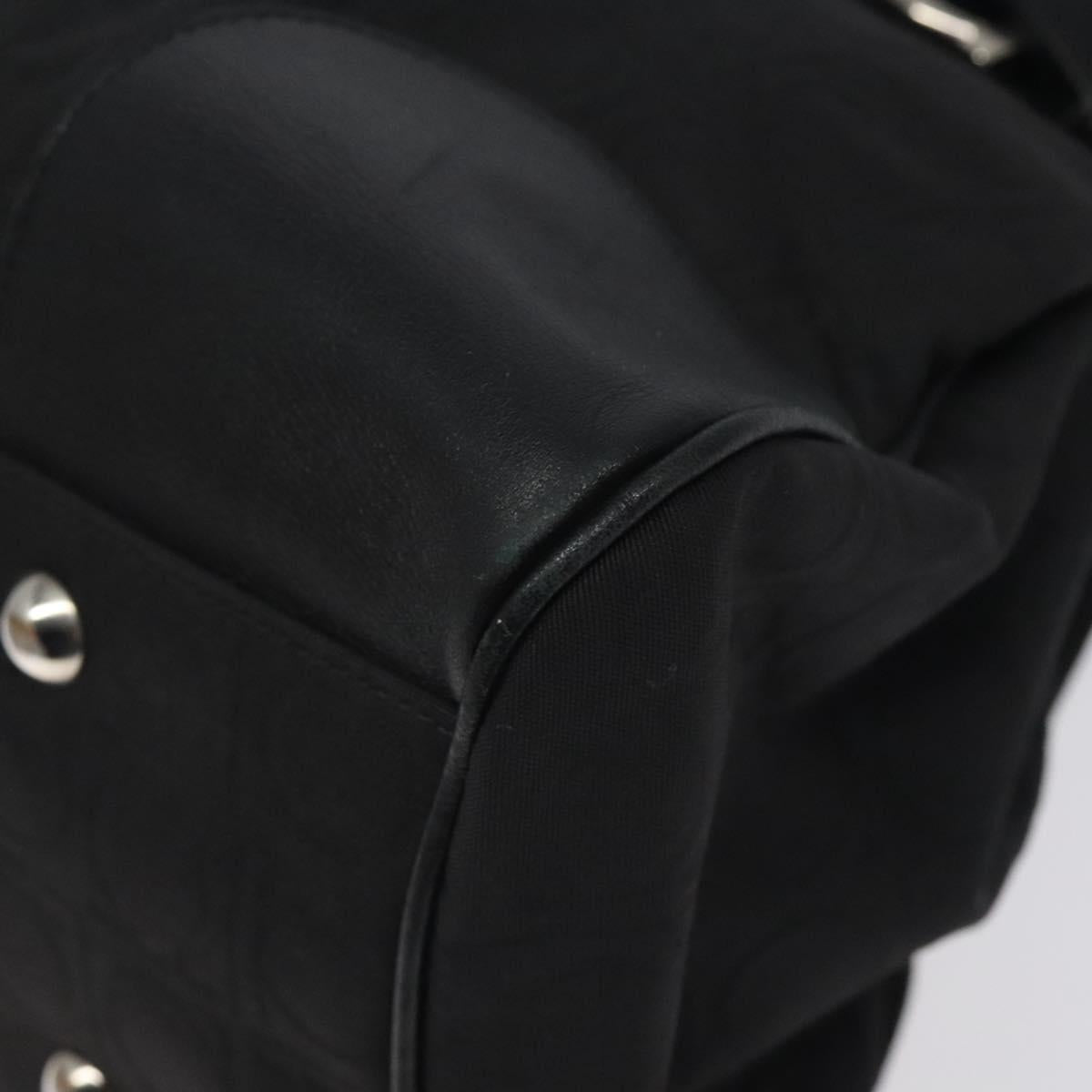 Salvatore Ferragamo Gancini Hand Bag Nylon Black Silver Auth 128232