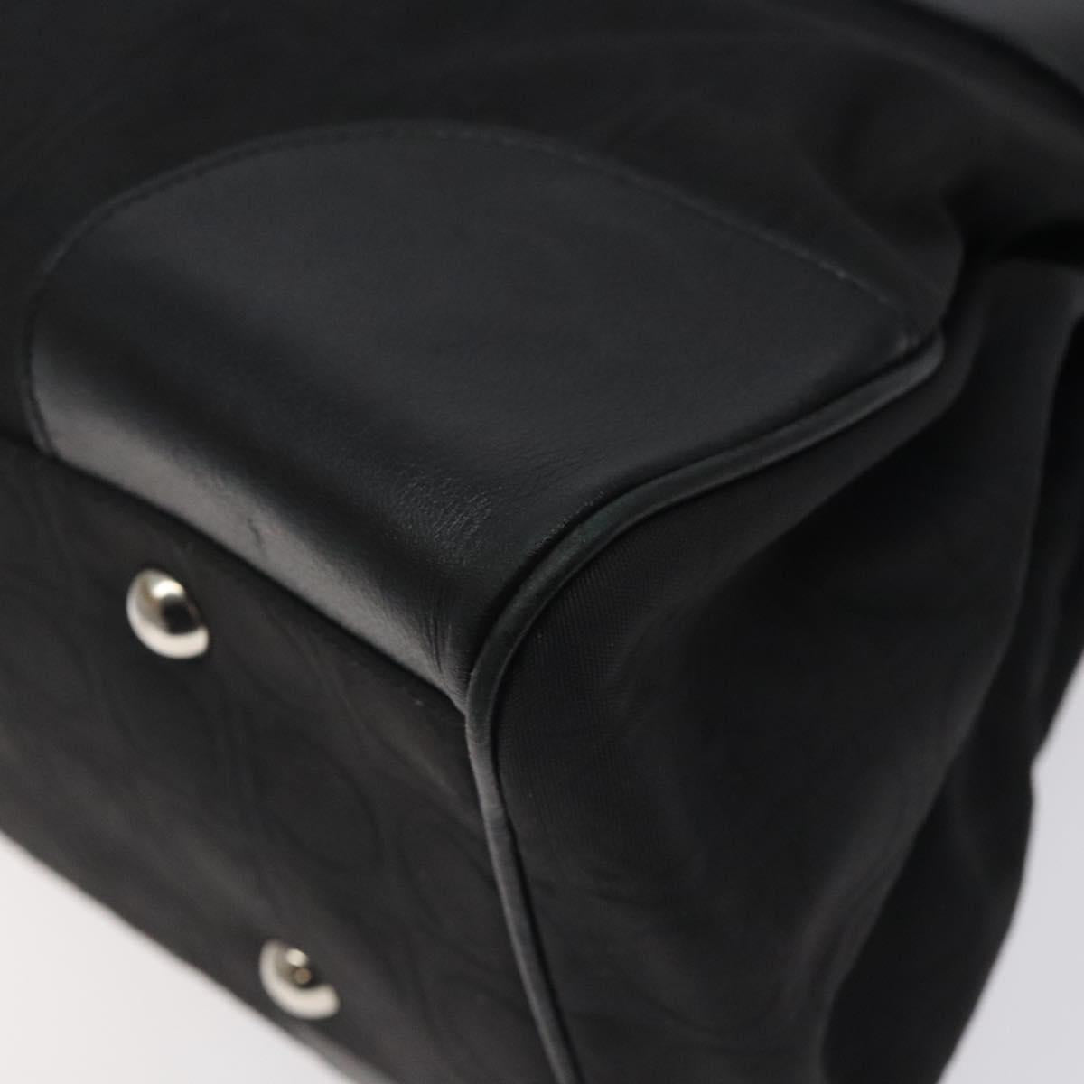 Salvatore Ferragamo Gancini Hand Bag Nylon Black Silver Auth 128232
