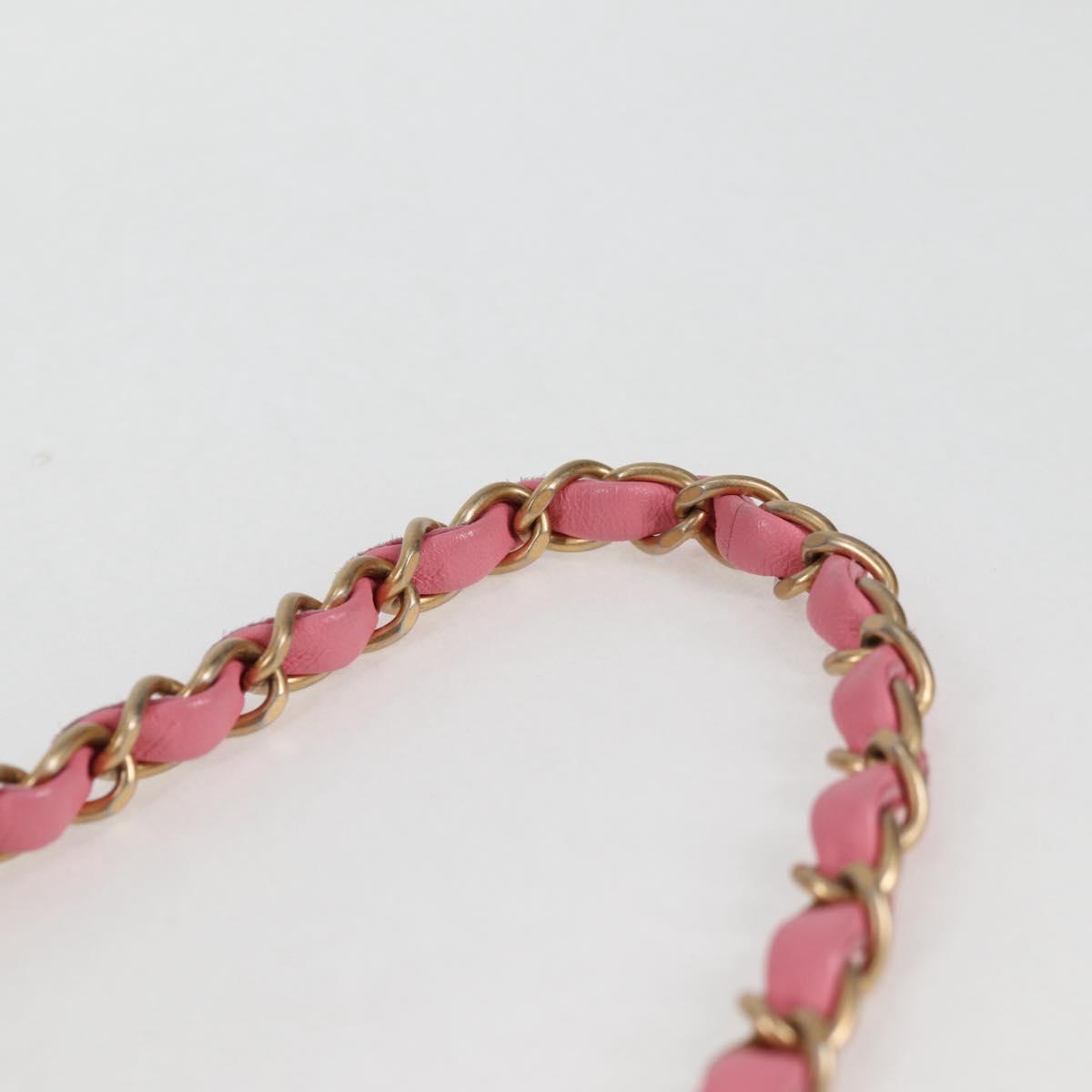 CHANEL Matelasse Chain Shoulder Bag Wool Pink Gold CC Auth 128240SM