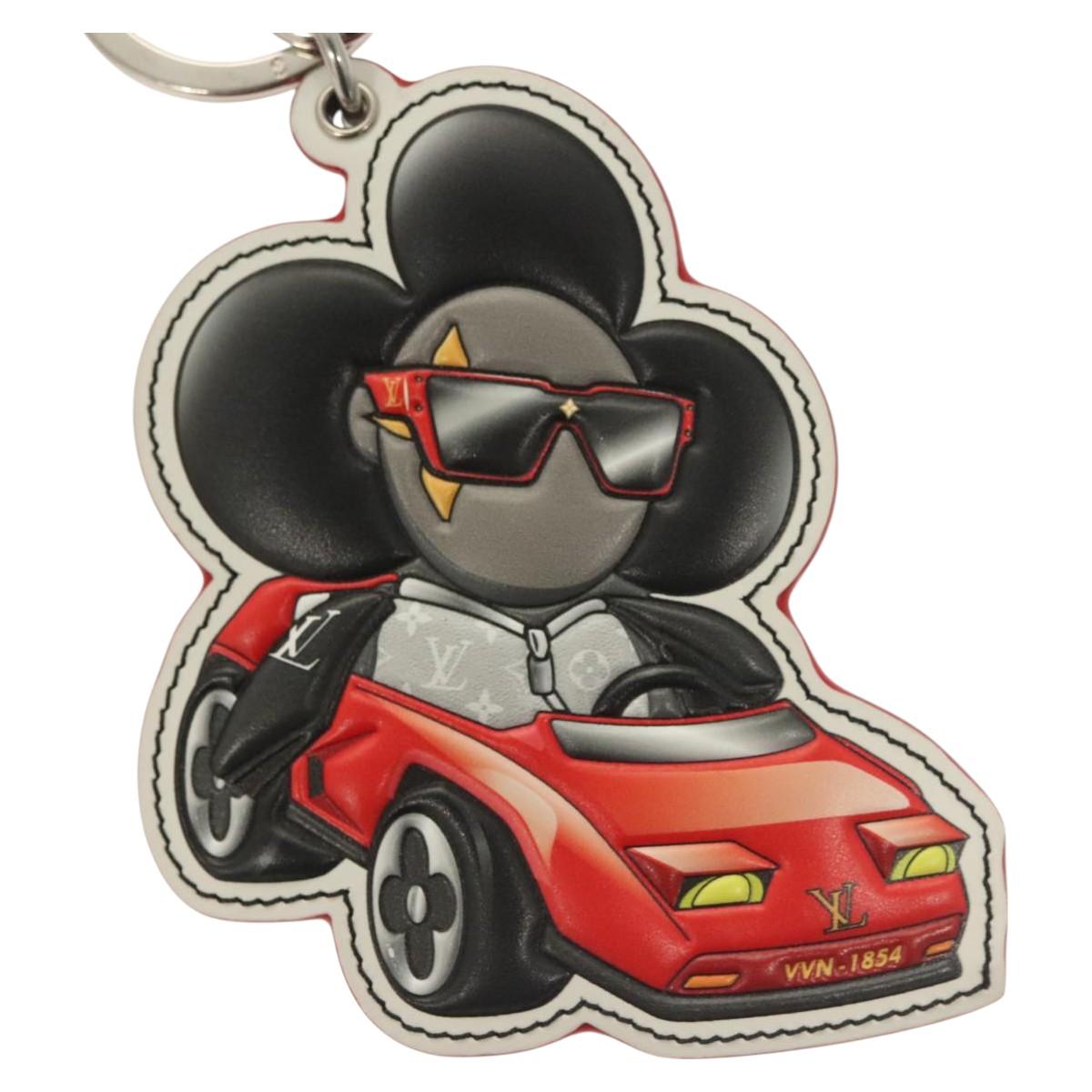 LOUIS VUITTON Sporty Car Vivienne Key Ring Leather Black M00960 LV Auth 128266