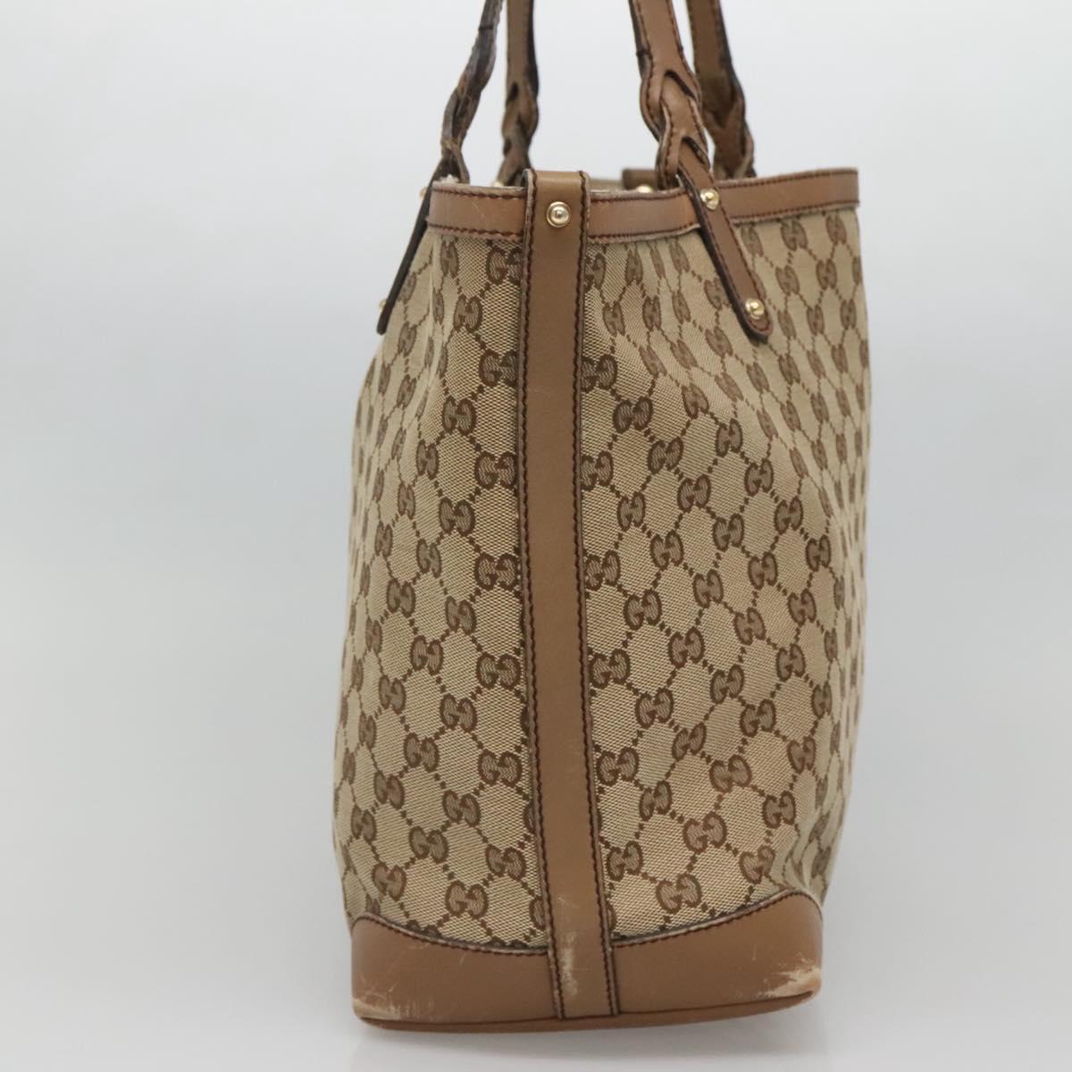 GUCCI GG Canvas Tote Bag Beige Gold 247209 Auth 128328
