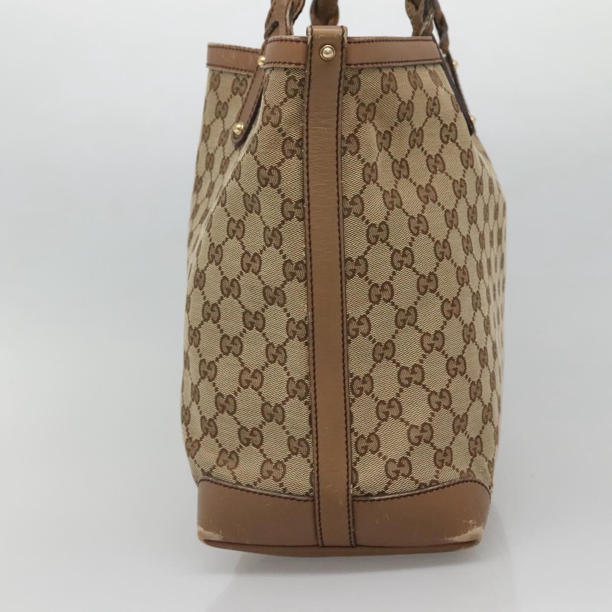 GUCCI GG Canvas Tote Bag Beige Gold 247209 Auth 128328