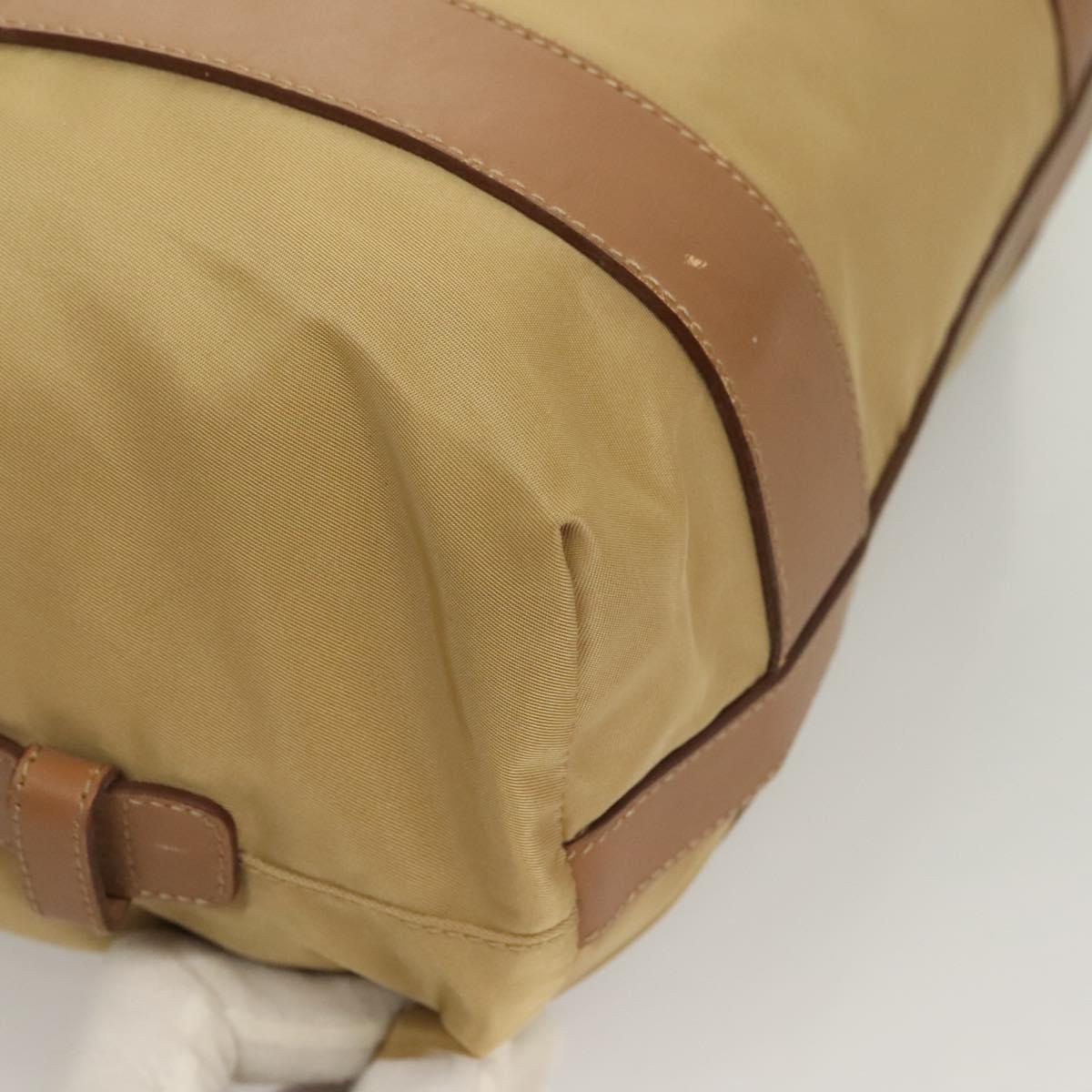 PRADA Hand Bag Nylon Beige Silver Auth 128334