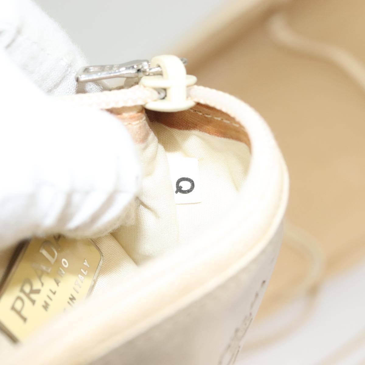 PRADA Hand Bag Nylon Beige Auth 128335