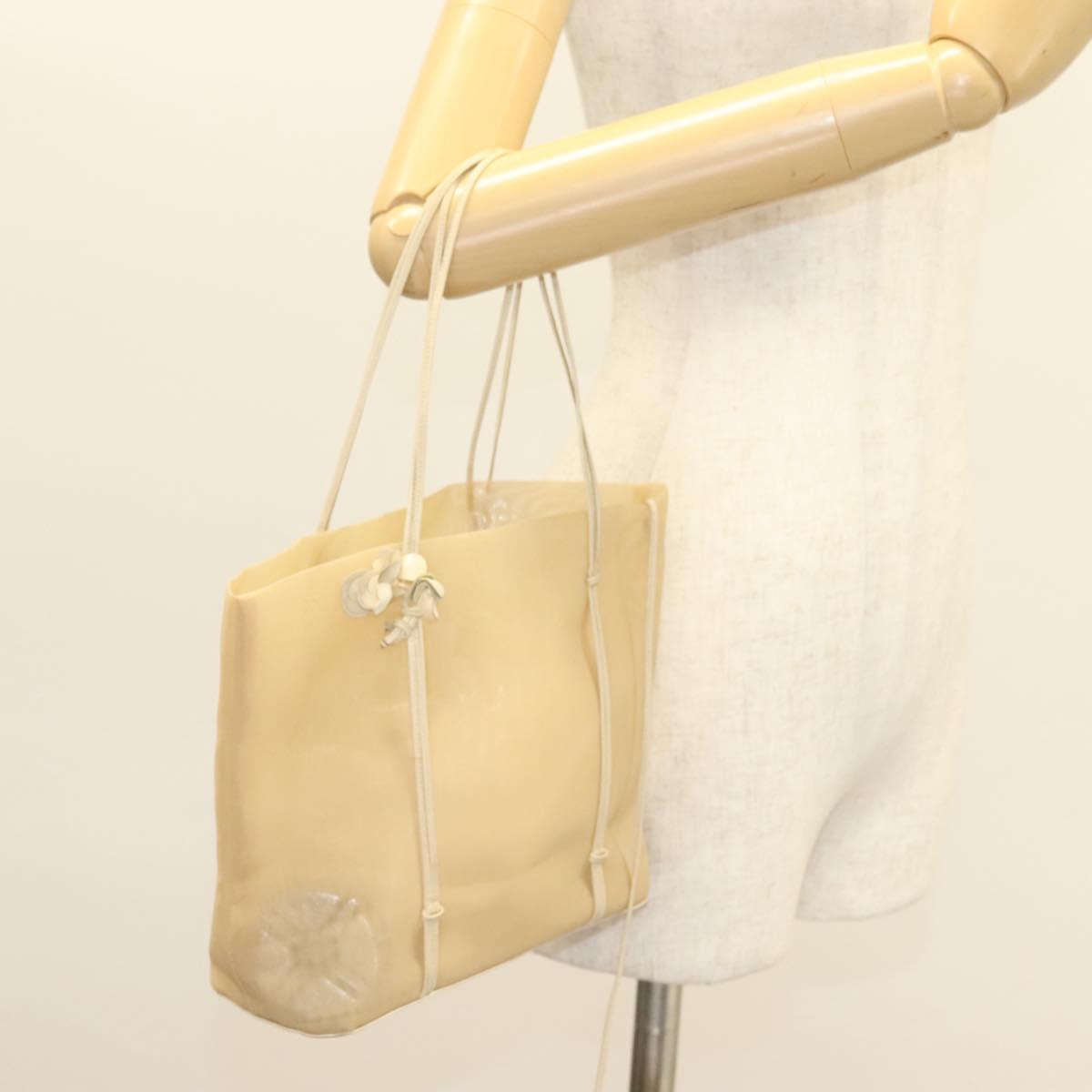 PRADA Hand Bag Nylon Beige Auth 128335