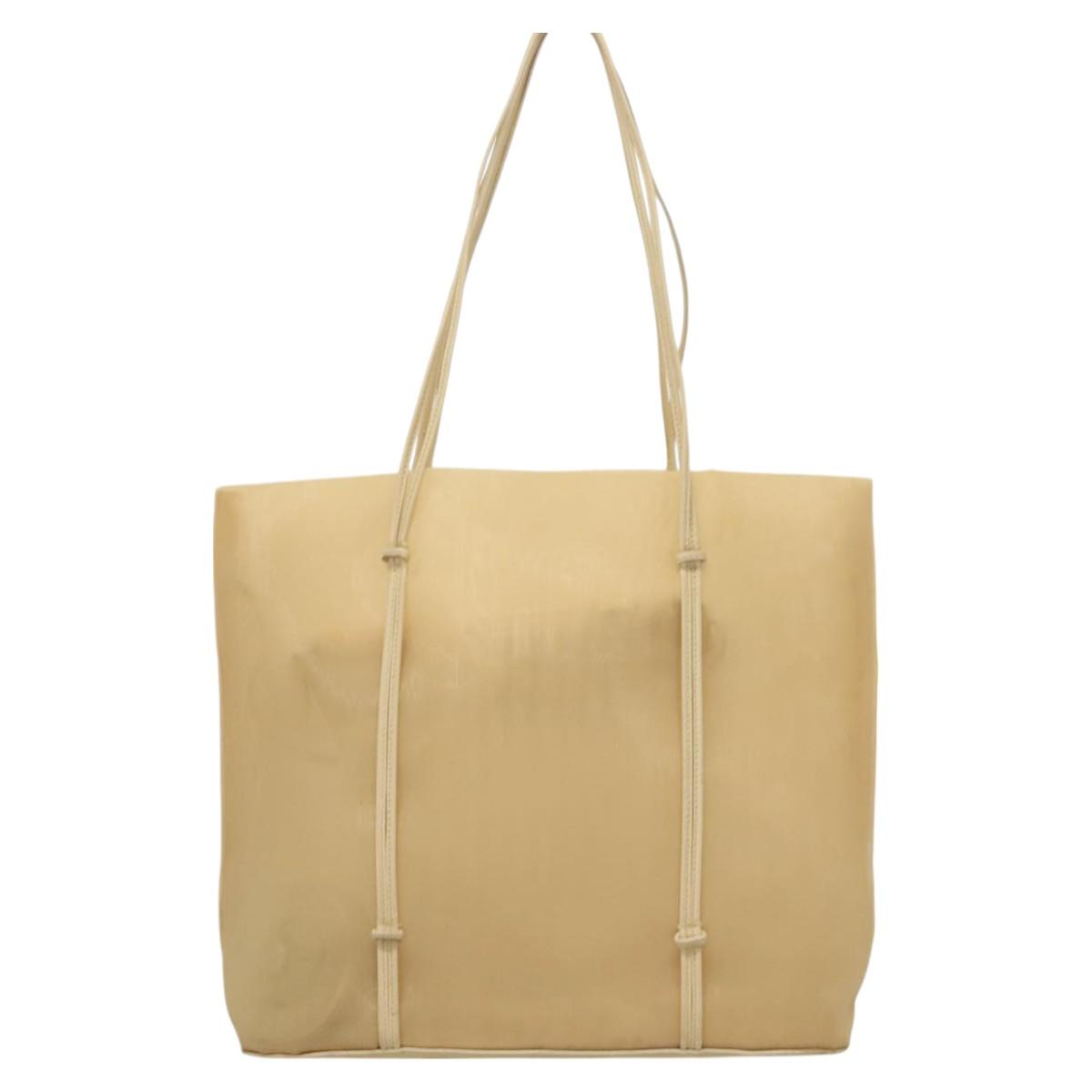 PRADA Hand Bag Nylon Beige Auth 128335