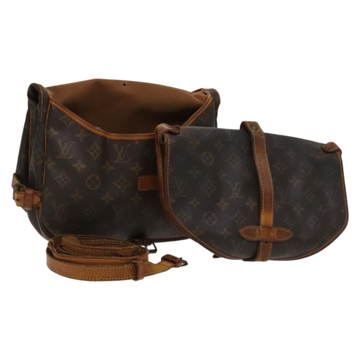 LOUIS VUITTON Monogram Saumur 30 Shoulder Bag M42256 LV Auth 128344