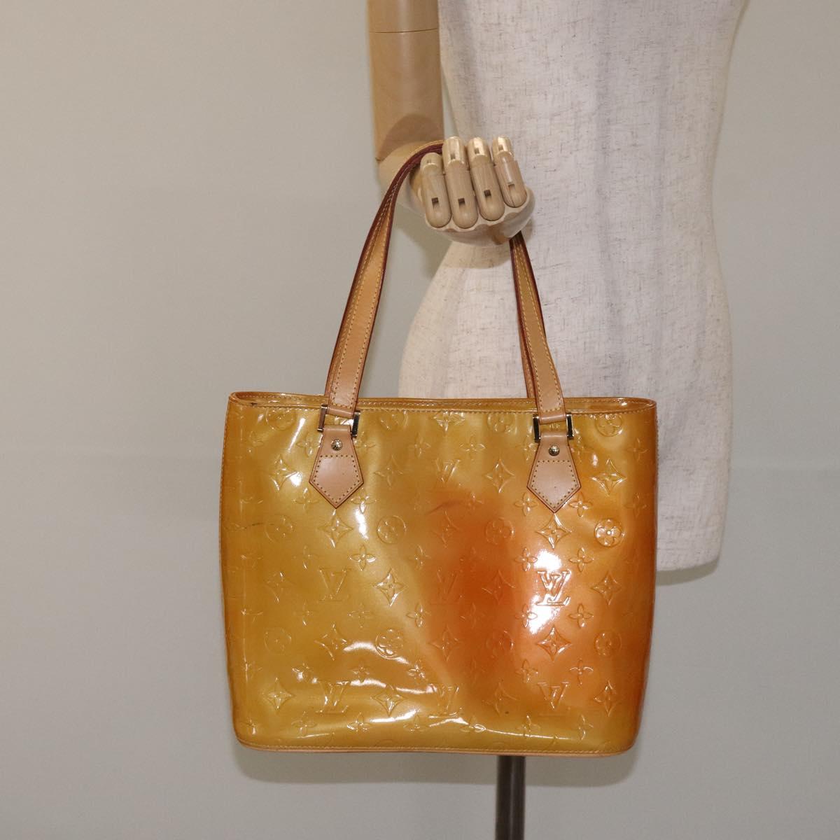 LOUIS VUITTON Monogram Vernis Houston Hand Bag Beige M91004 LV Auth 128358
