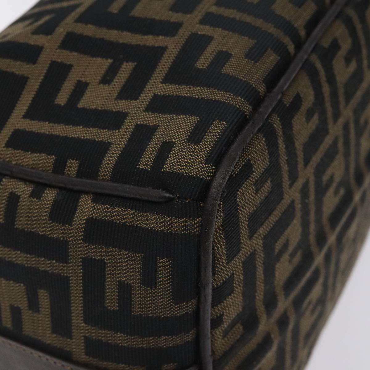 FENDI Zucca Canvas Vanity Pouch Brown Black Auth 128359