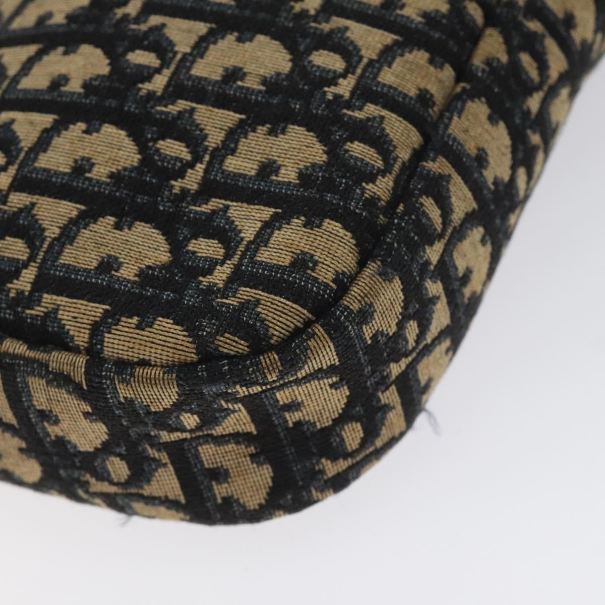 Christian Dior Trotter Canvas Shoulder Bag Navy Gold Auth 128360