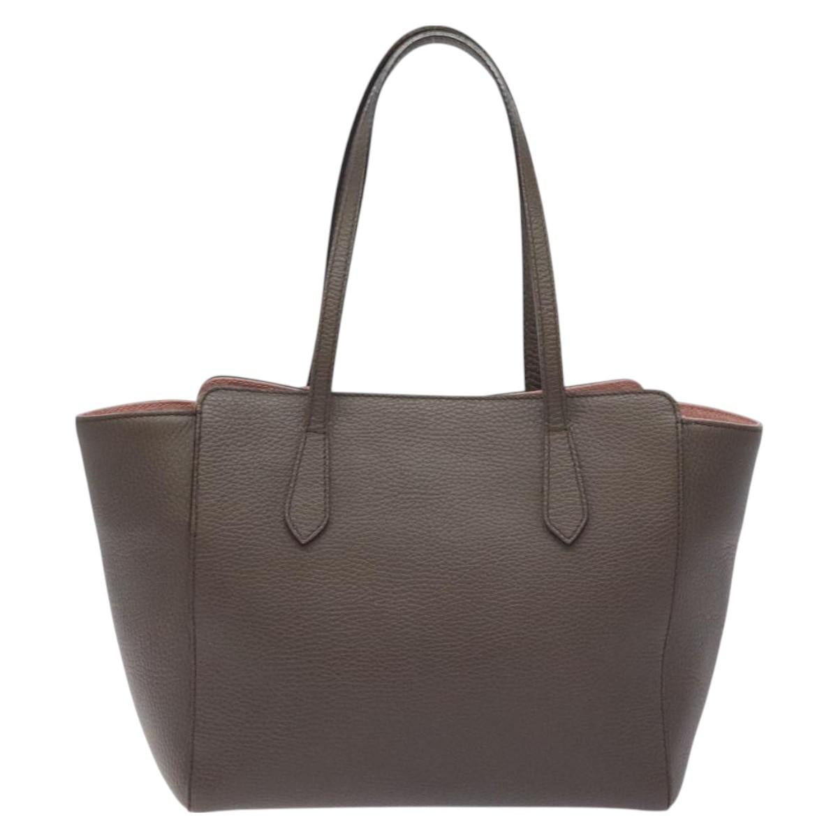 GUCCI Tote Bag Leather Beige Gold 354408 Auth 128362