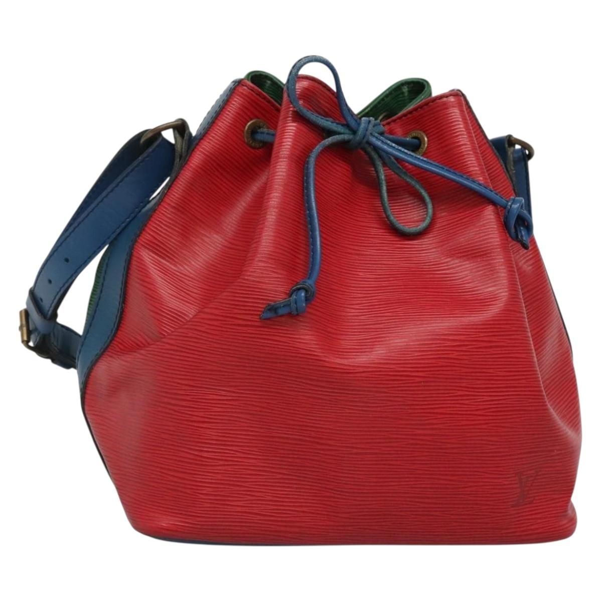 LOUIS VUITTON Epi Petit Noe Bag Tricolor Green Red blue M44147 LV Auth 128395