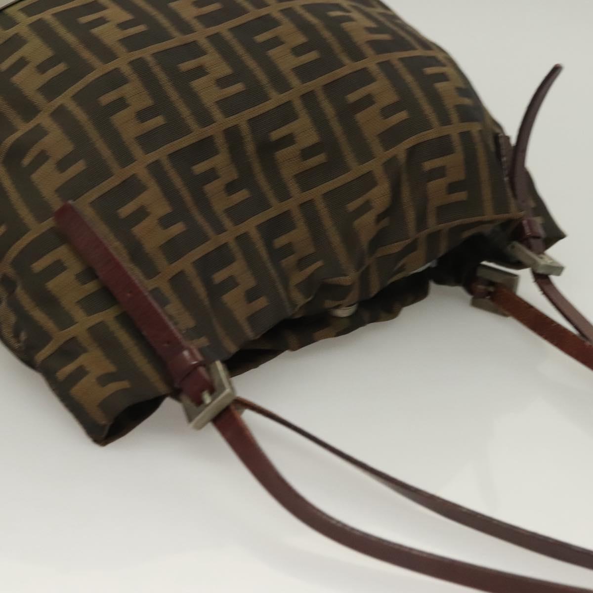 FENDI Zucca Canvas Mamma Tote Bag Black Brown Auth 128398