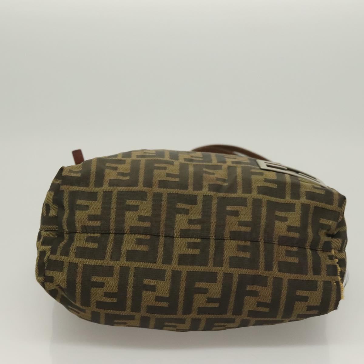 FENDI Zucca Canvas Mamma Tote Bag Black Brown Auth 128398