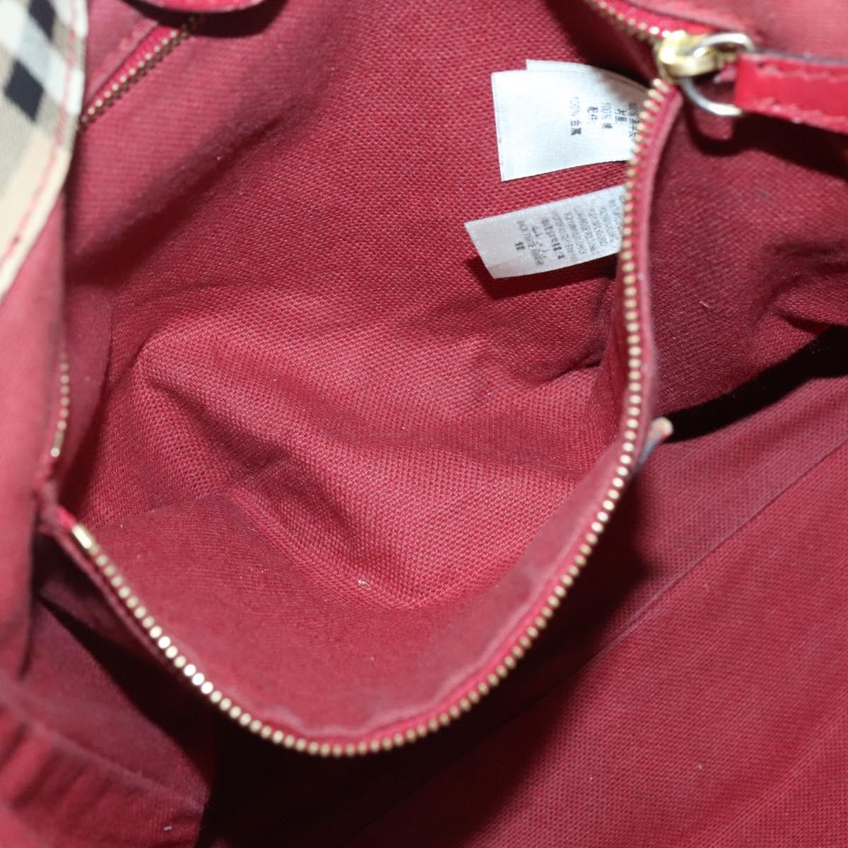 BURBERRY Nova Check Tote Bag PVC Beige Gold Red Auth 128403