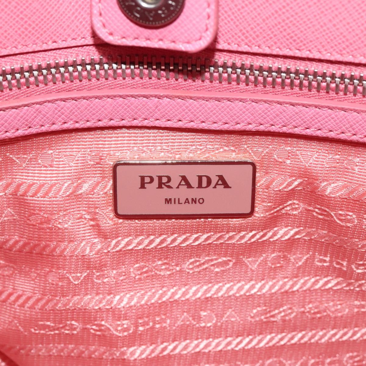 PRADA Chain Tote Bag Nylon Pink Silver Auth 128405