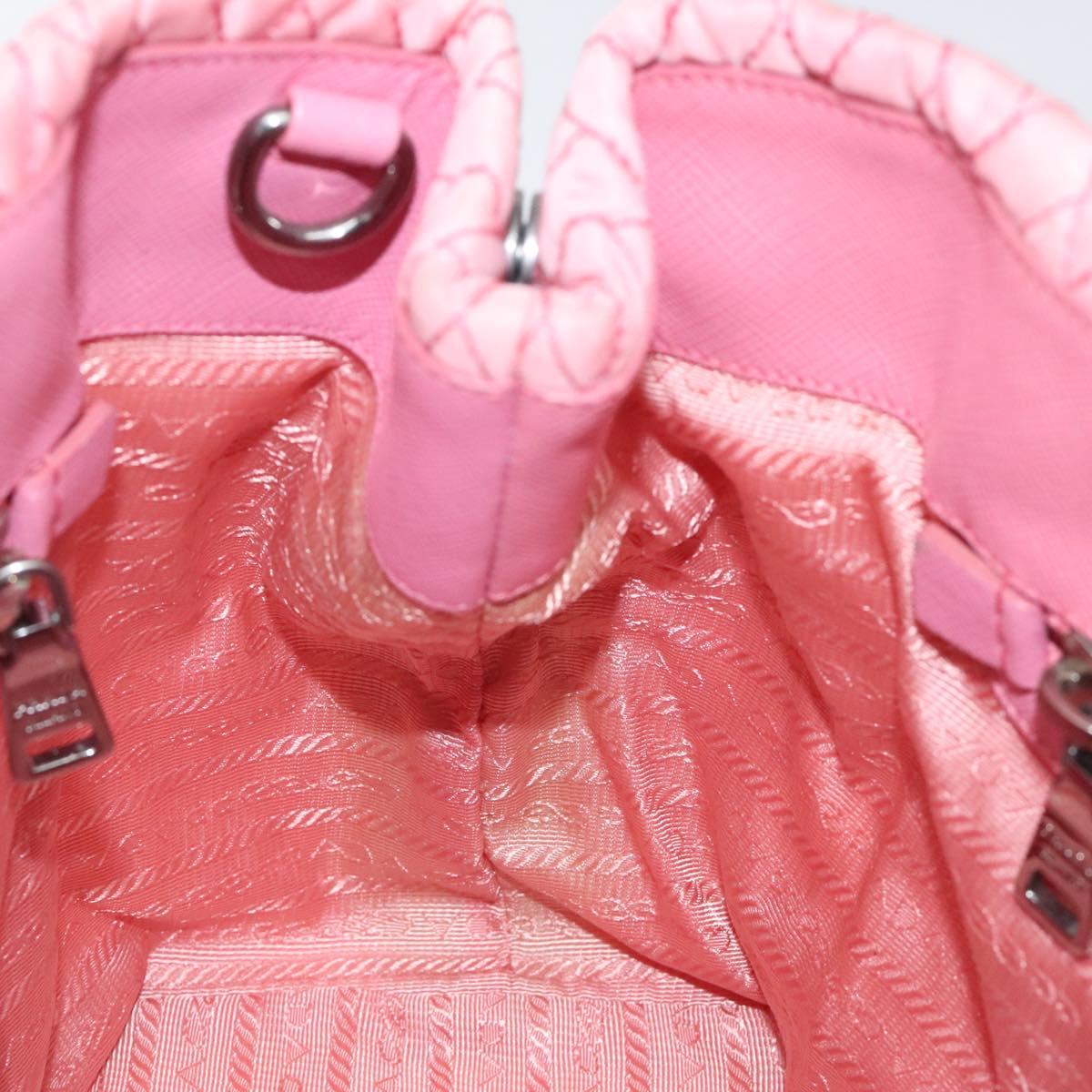 PRADA Chain Tote Bag Nylon Pink Silver Auth 128405