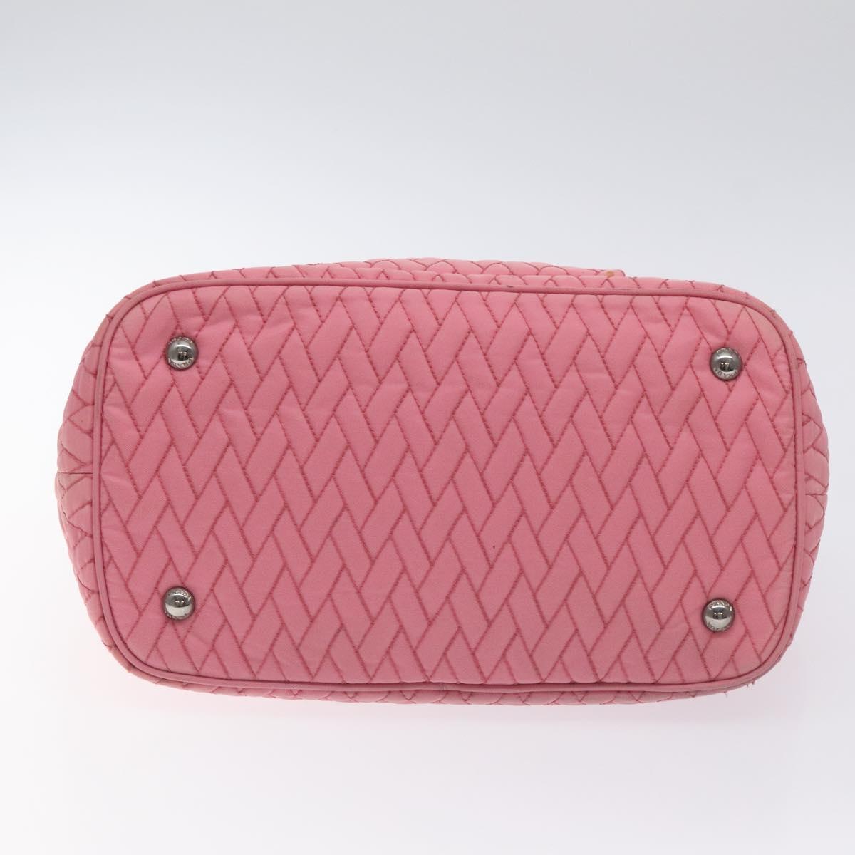PRADA Chain Tote Bag Nylon Pink Silver Auth 128405
