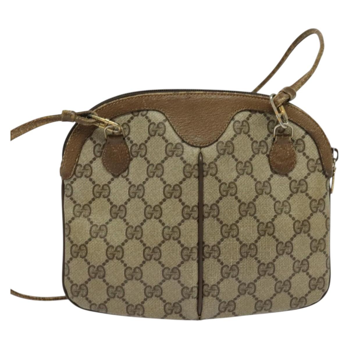 GUCCI GG Supreme Web Sherry Line Shoulder Bag PVC Beige 904 02 047 Auth 128433