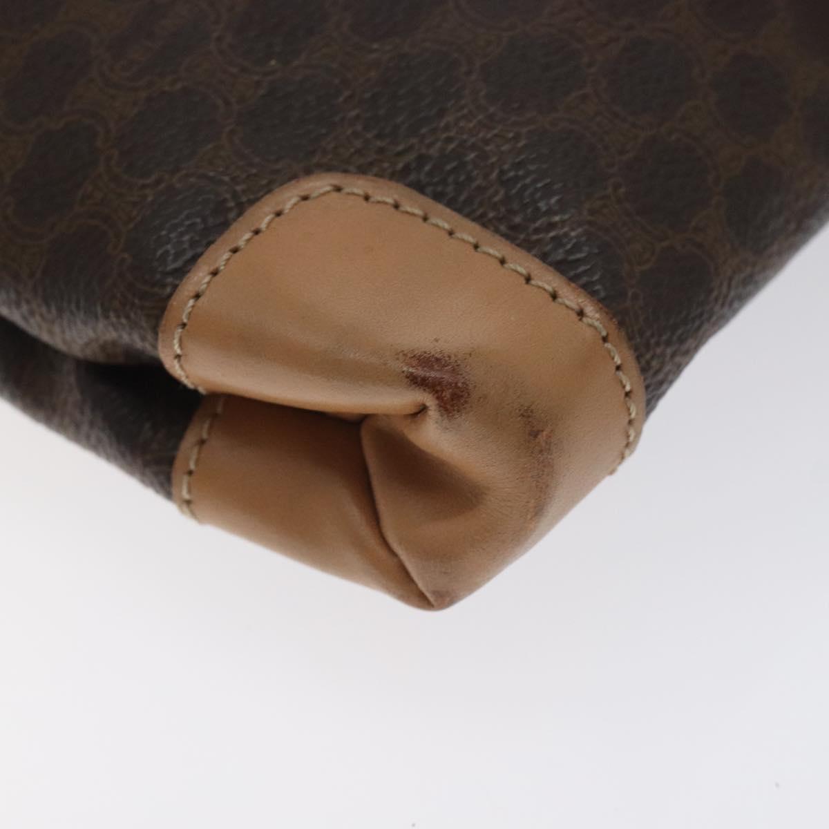 CELINE Macadam Canvas Hand Bag PVC Leather Brown Gold Auth 128439