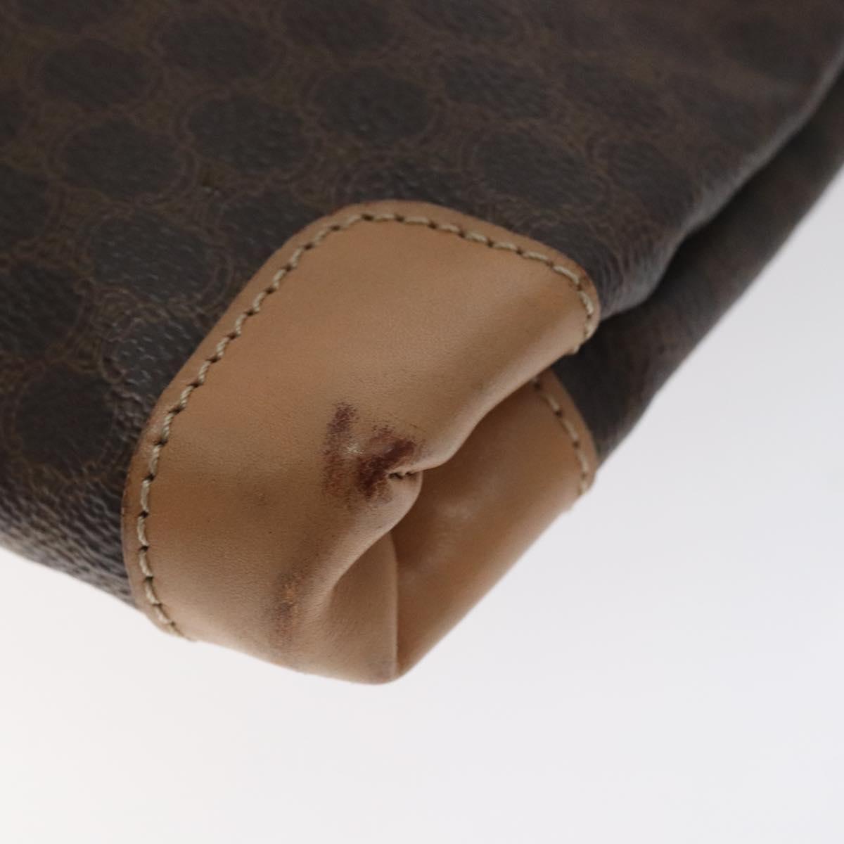 CELINE Macadam Canvas Hand Bag PVC Leather Brown Gold Auth 128439