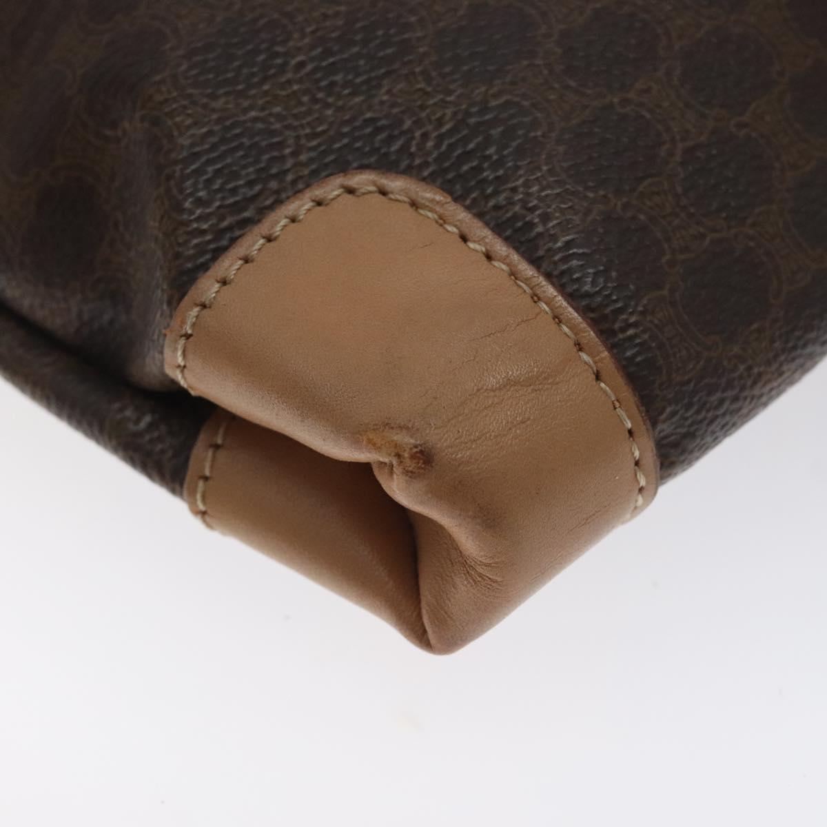 CELINE Macadam Canvas Hand Bag PVC Leather Brown Gold Auth 128439