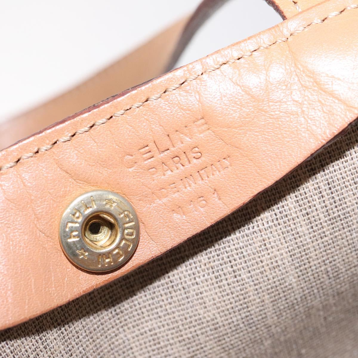 CELINE Macadam Canvas Hand Bag PVC Leather Brown Gold Auth 128439