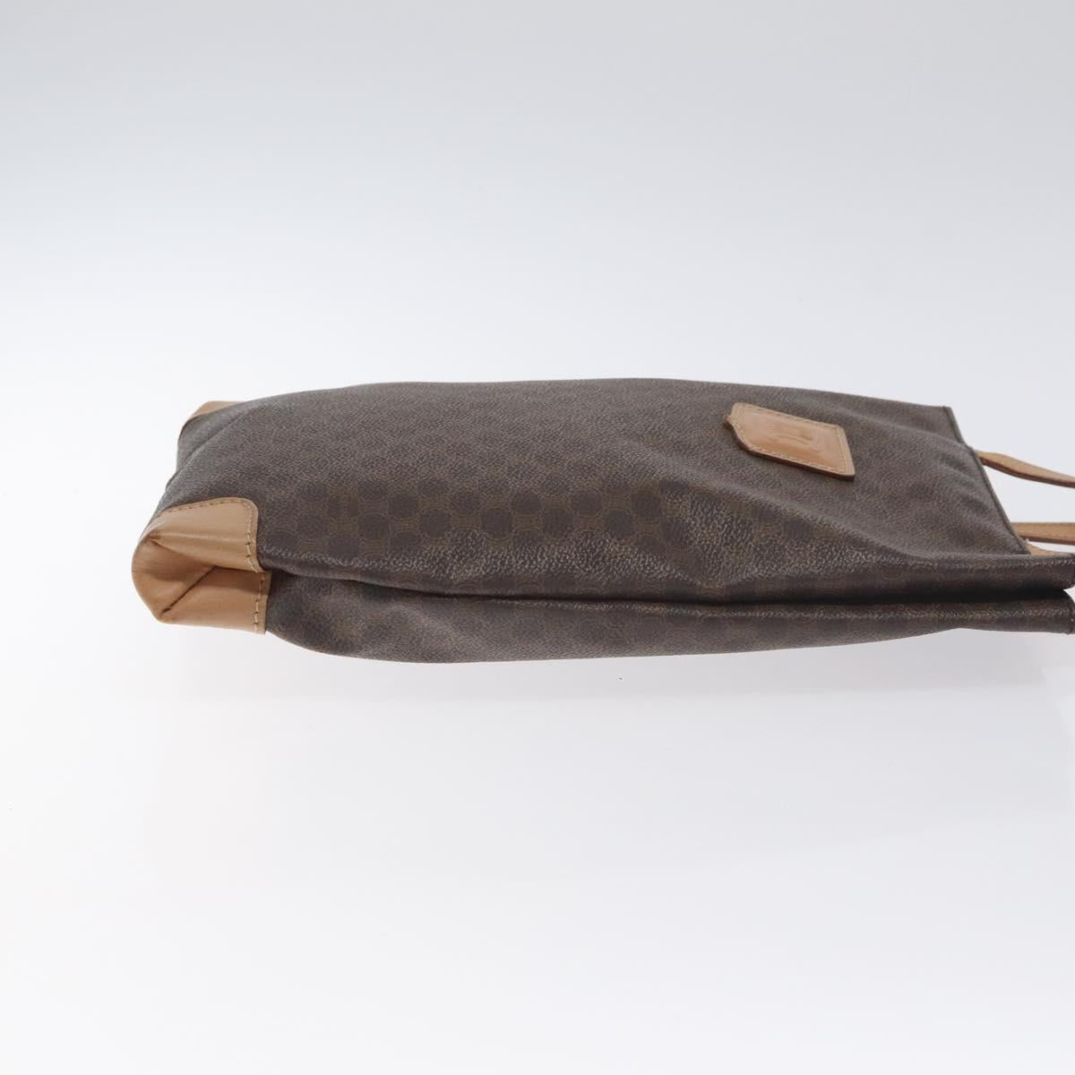 CELINE Macadam Canvas Hand Bag PVC Leather Brown Gold Auth 128439