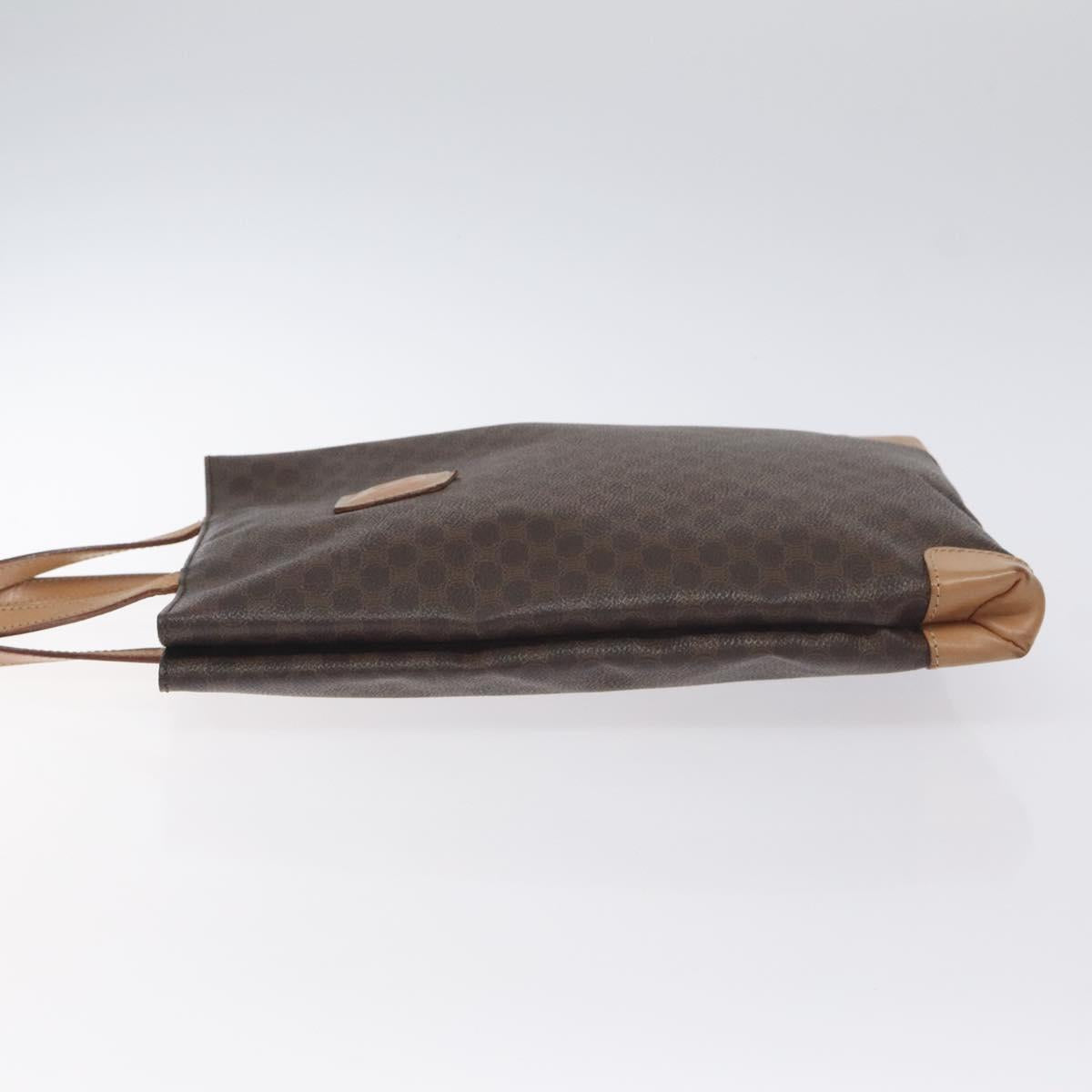 CELINE Macadam Canvas Hand Bag PVC Leather Brown Gold Auth 128439