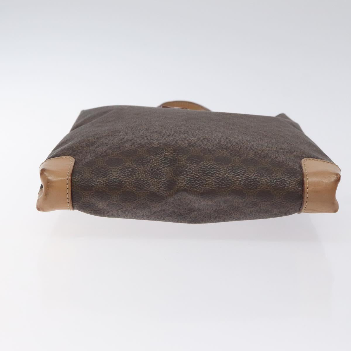 CELINE Macadam Canvas Hand Bag PVC Leather Brown Gold Auth 128439
